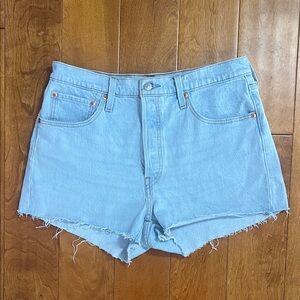 Levi's 501 High Rise Light Wash Jean Shorts Size 31 Cut Off Distressed Casual
